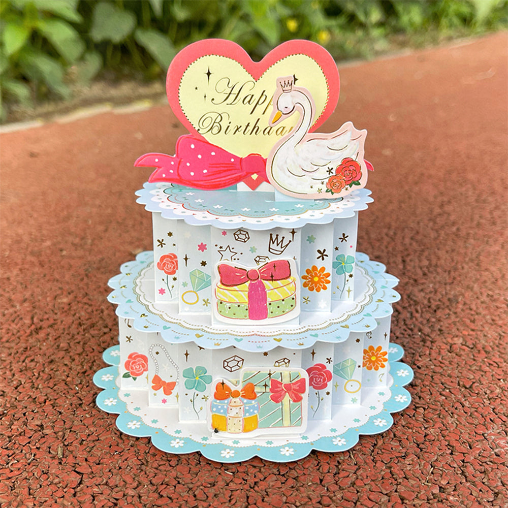 Creative 3D Pop Up Greeting Card Cute Birthday Cake Card