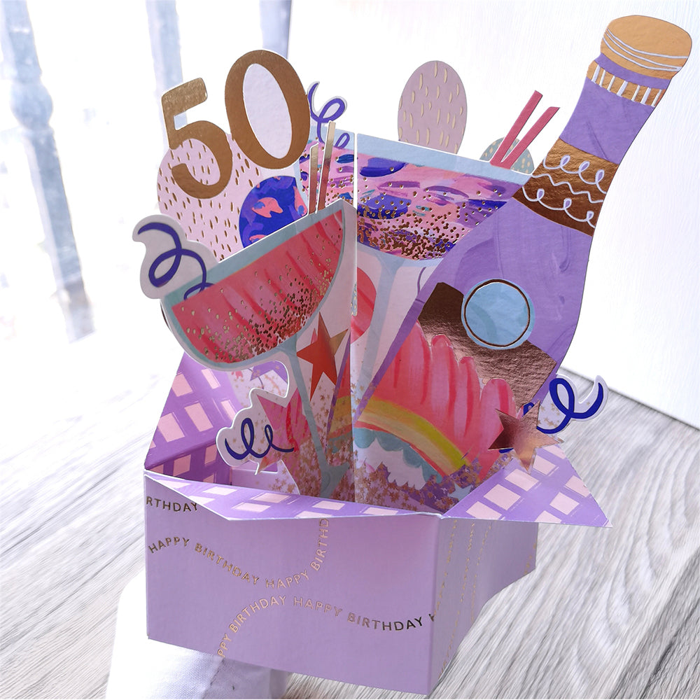 Creative 3D Pop Up Greeting Card 50th Anniversary Box Pop Up Card