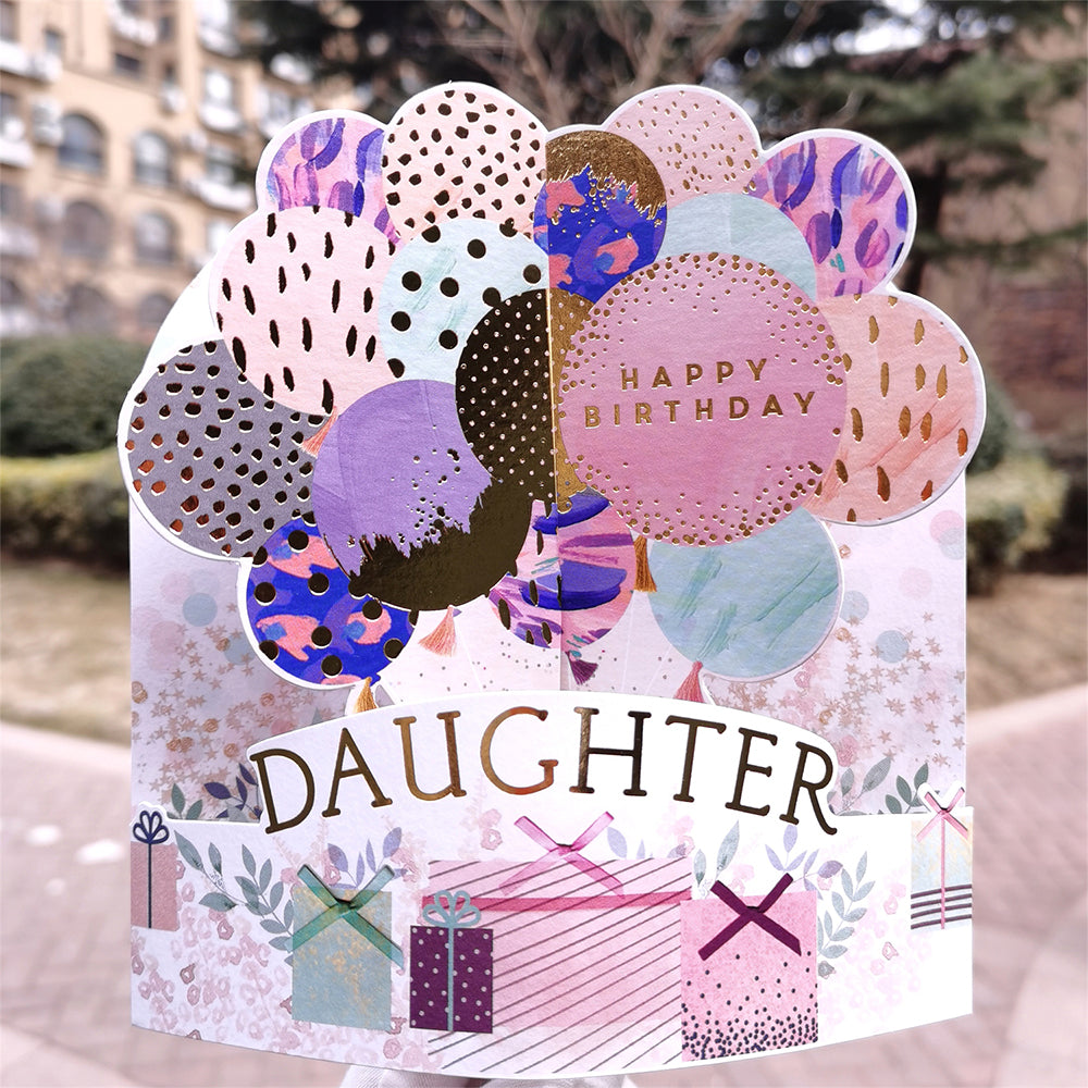 Creative 3D Pop Up Greeting Card Balloon Daughter Pop Up Card