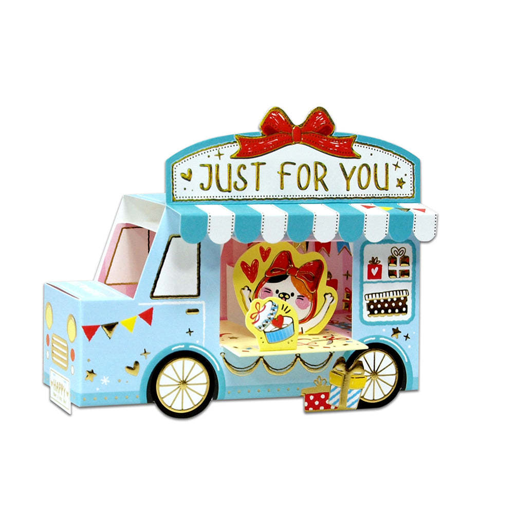 Creative 3D Pop Up Greeting Card Cat Car Pop Up Card