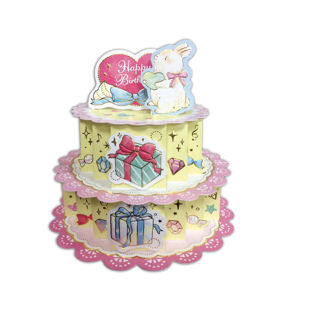 Creative 3D Pop Up Greeting Card Bunny Cake Pop Up Card