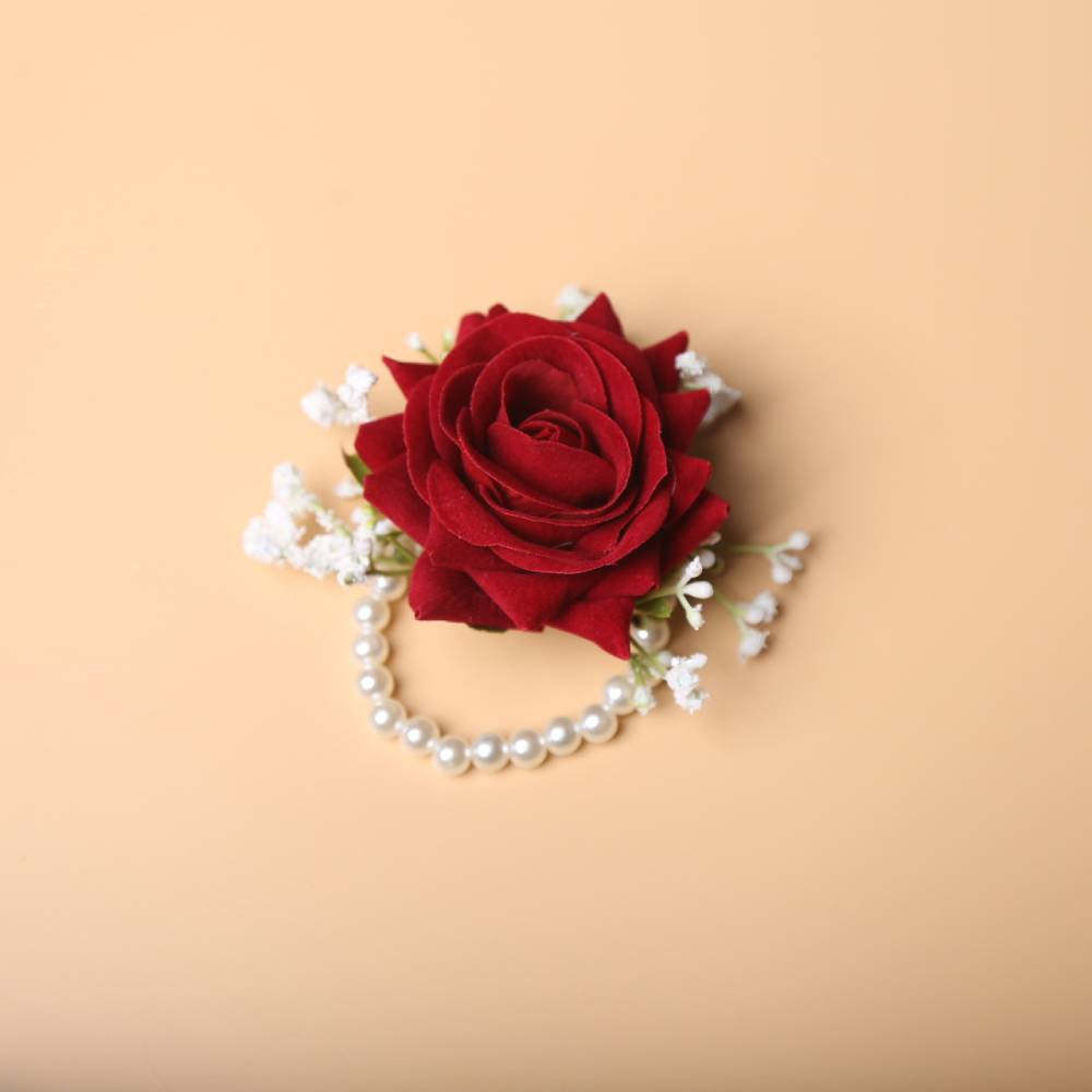 Realistic Rose Wedding Boutonnieres Faux Silk Groom's Corsage Best Man's Corsage
