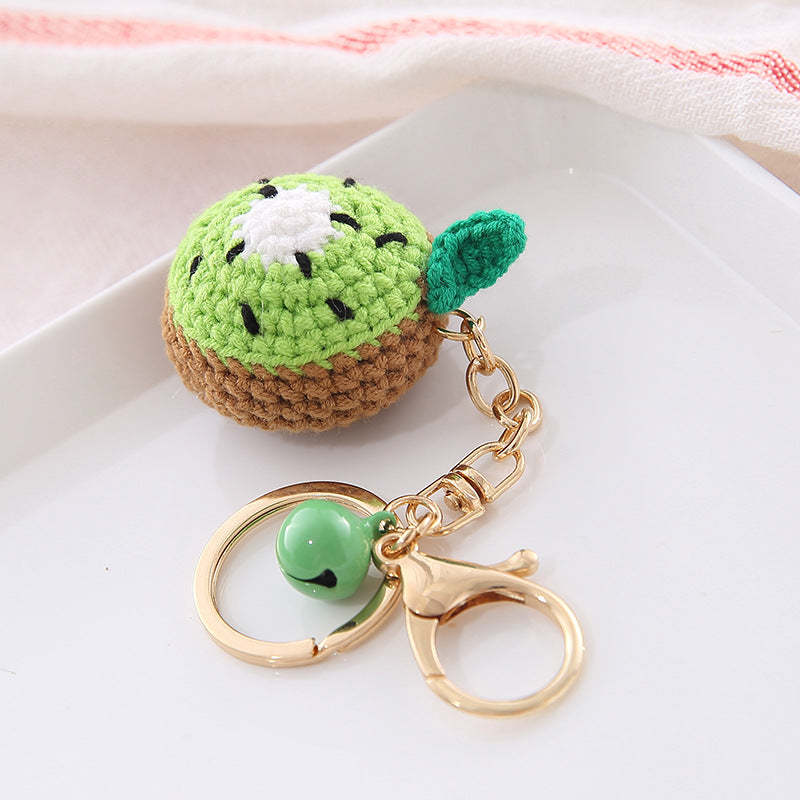 Crochet Fruit Keychain Cute Food Donut Knitted Car Keyring Bag Decorations Gifts for Her