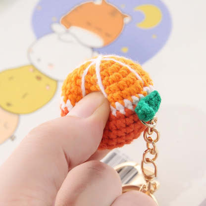 Crochet Fruit Keychain Cute Food Donut Knitted Car Keyring Bag Decorations Gifts for Her