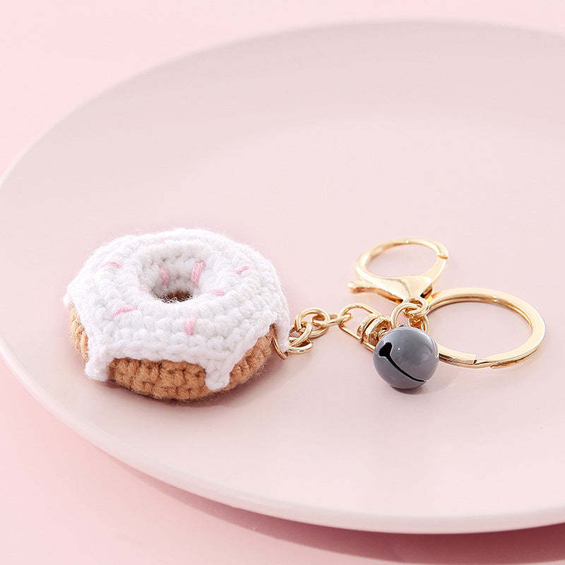 Crochet Fruit Keychain Cute Food Donut Knitted Car Keyring Bag Decorations Gifts for Her