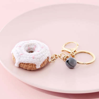 Crochet Fruit Keychain Cute Food Donut Knitted Car Keyring Bag Decorations Gifts for Her