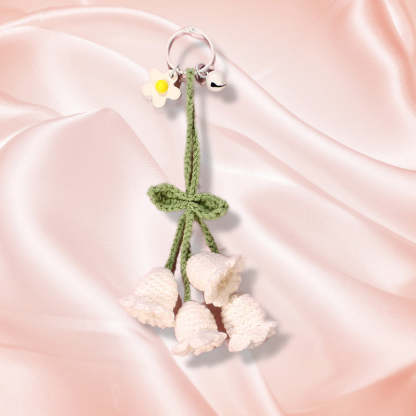 Flower Knitted KeyChain for Bag Crochet Campanula Keychain Handmade Gift