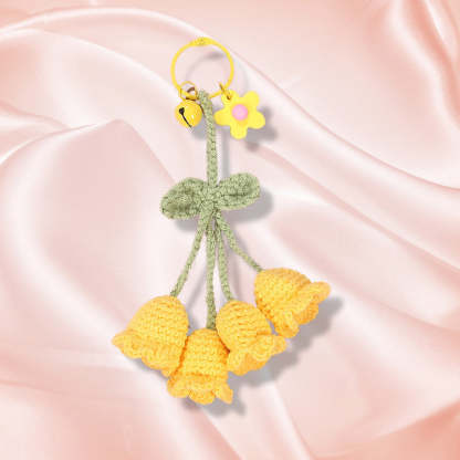 Flower Knitted KeyChain for Bag Crochet Campanula Keychain Handmade Gift