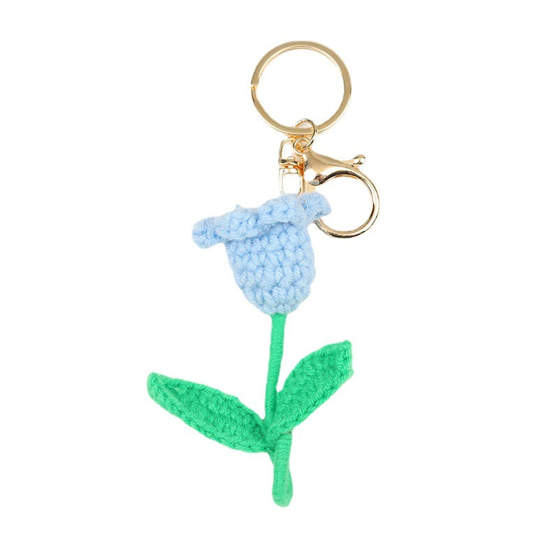 Crochet Flower Keychain Creative Tulip Handmade Knitted Keychain Gift for Her