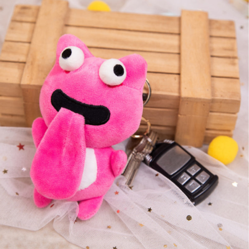 Cute Frog Plush Keychain Funny Sticking Tongue Out Frog Keyring Gifts