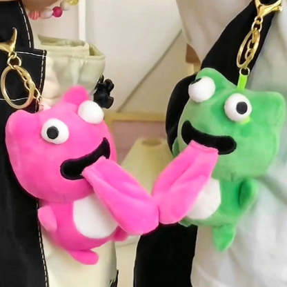 Cute Frog Plush Keychain Funny Sticking Tongue Out Frog Keyring Gifts