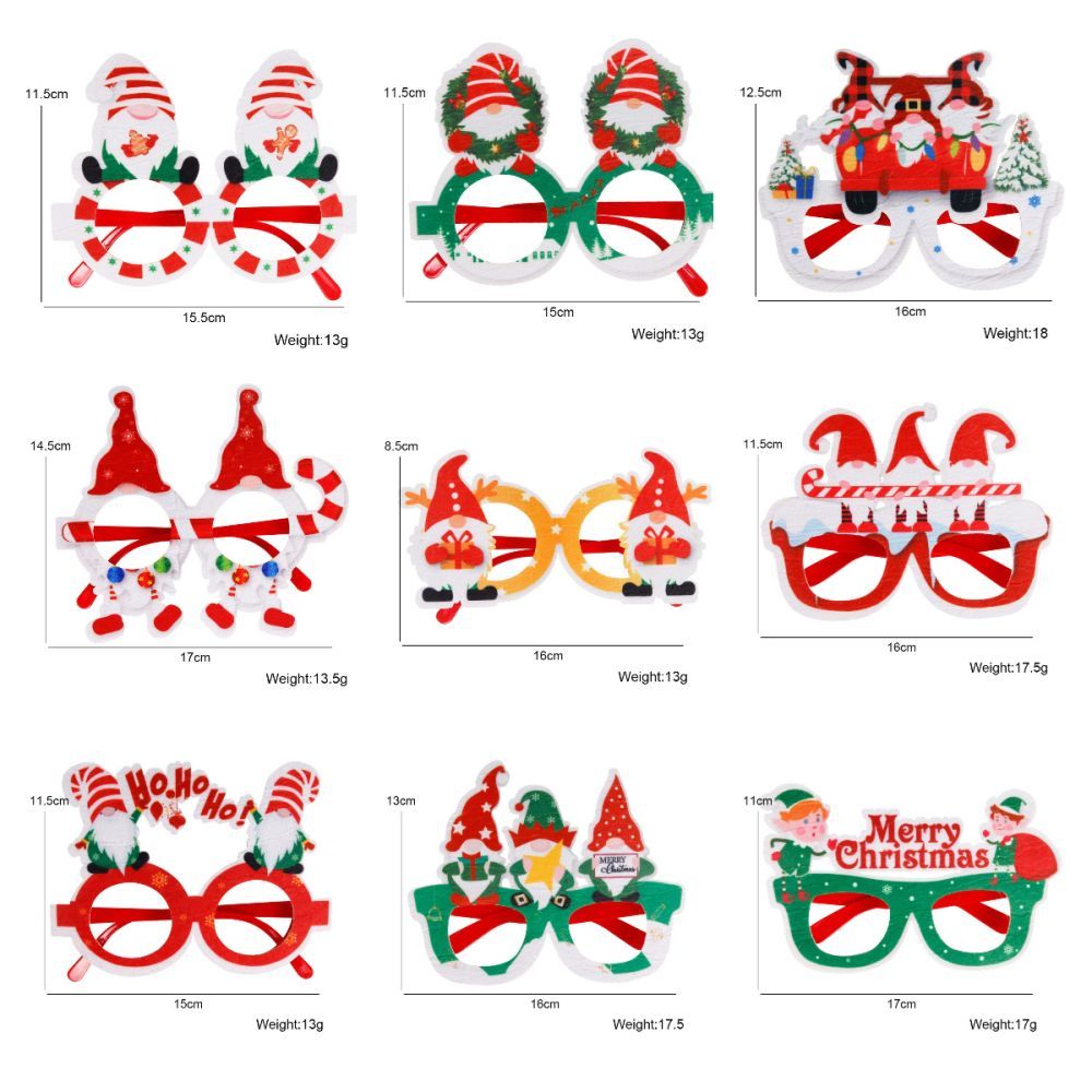 9 Pcs Christmas Glasses Frames Christmas Decoration Accessories Costume Eyeglasses for Christmas Party Supplies