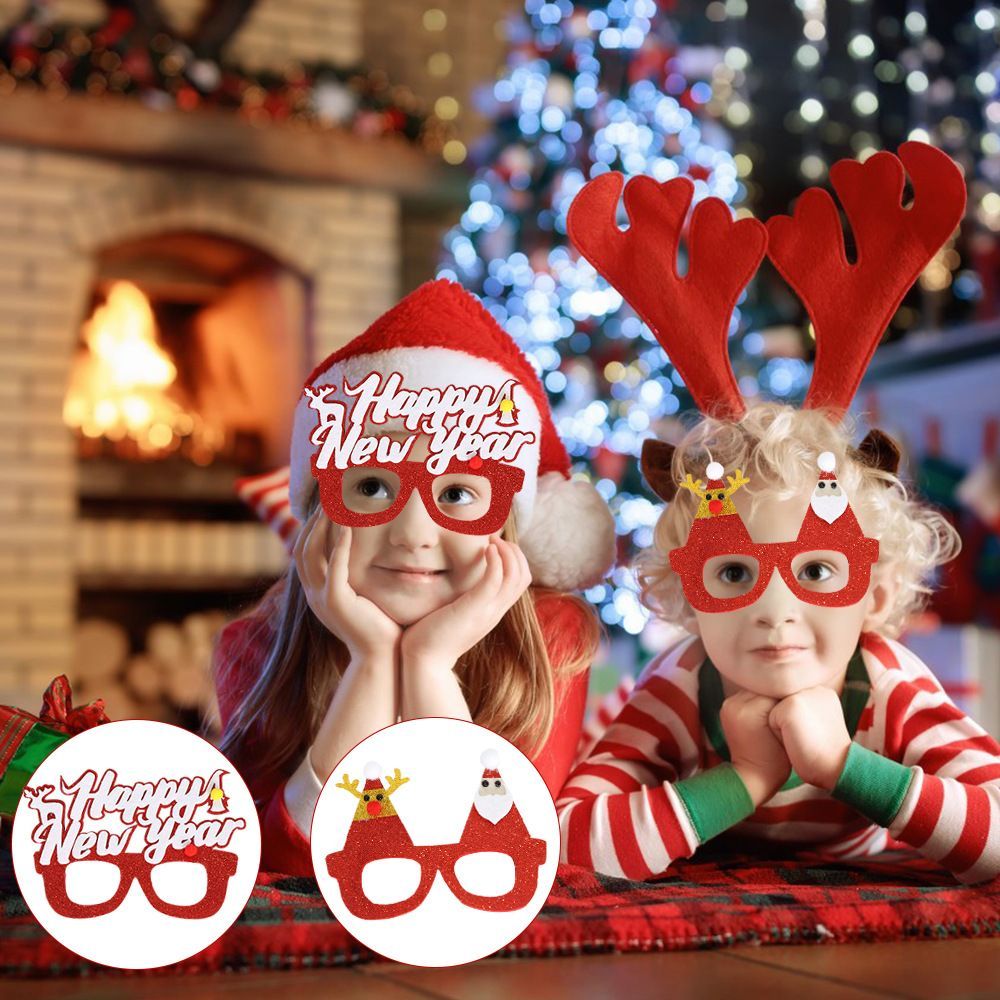 6 Pcs Christmas Glasses Frames Christmas Decoration Accessories Costume Eyeglasses for Christmas Party Supplies