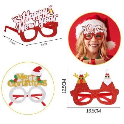 6 Pcs Christmas Glasses Frames Christmas Decoration Accessories Costume Eyeglasses for Christmas Party Supplies