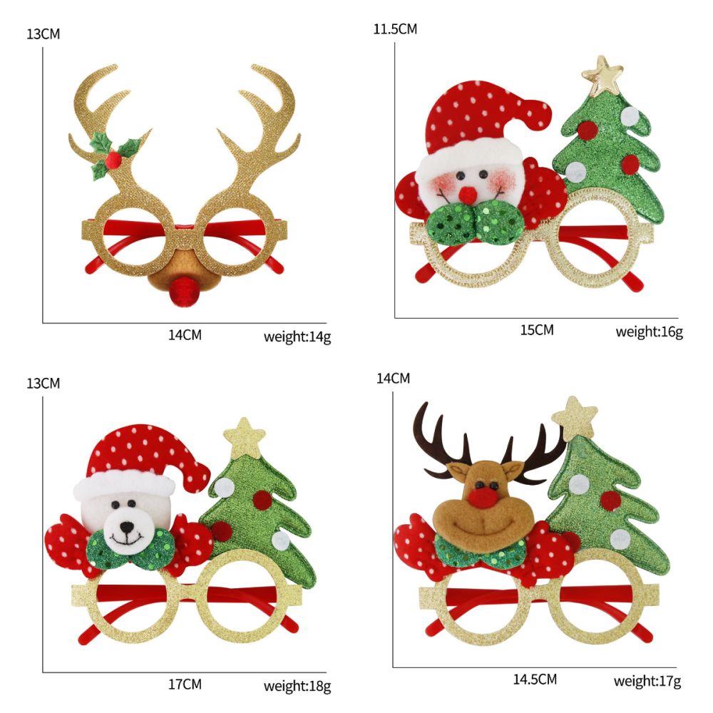 6 Pcs Christmas Glasses Frames Christmas Decoration Accessories Costume Eyeglasses for Christmas Party Supplies