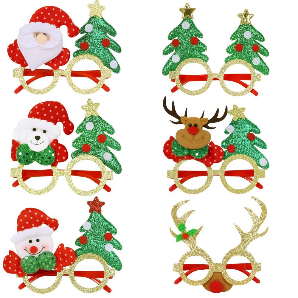 6 Pcs Christmas Glasses Frames Christmas Decoration Accessories Costume Eyeglasses for Christmas Party Supplies