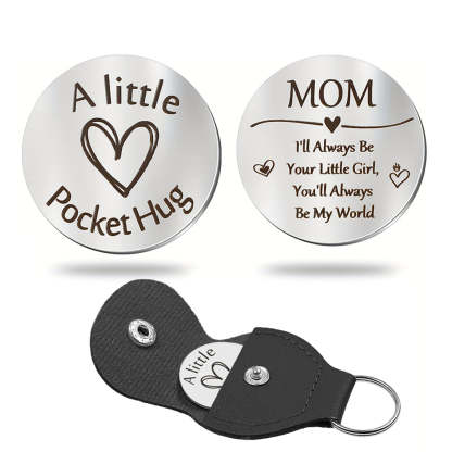 Pocket Hug Token with Leather Keychain Gifts for Friend Son Daughter Brother Sister