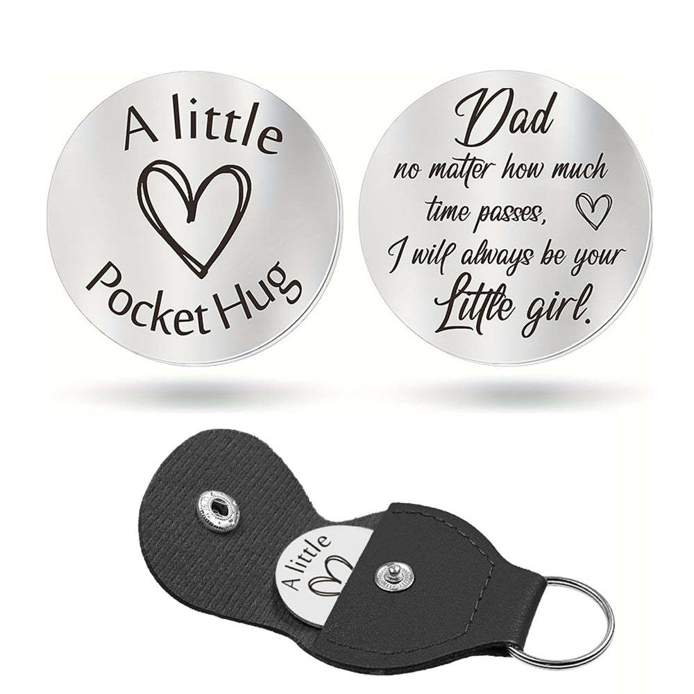 Pocket Hug Token with Leather Keychain Gifts for Friend Son Daughter Brother Sister