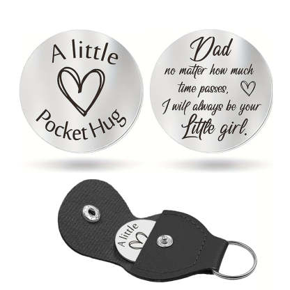 Pocket Hug Token with Leather Keychain Gifts for Friend Son Daughter Brother Sister