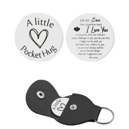 Pocket Hug Token with Leather Keychain Gifts for Friend Son Daughter Brother Sister