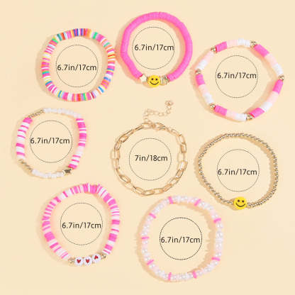 Preppy Bracelets Set Soft Clay Bohemian Layering Bracelets Jewelry for Her