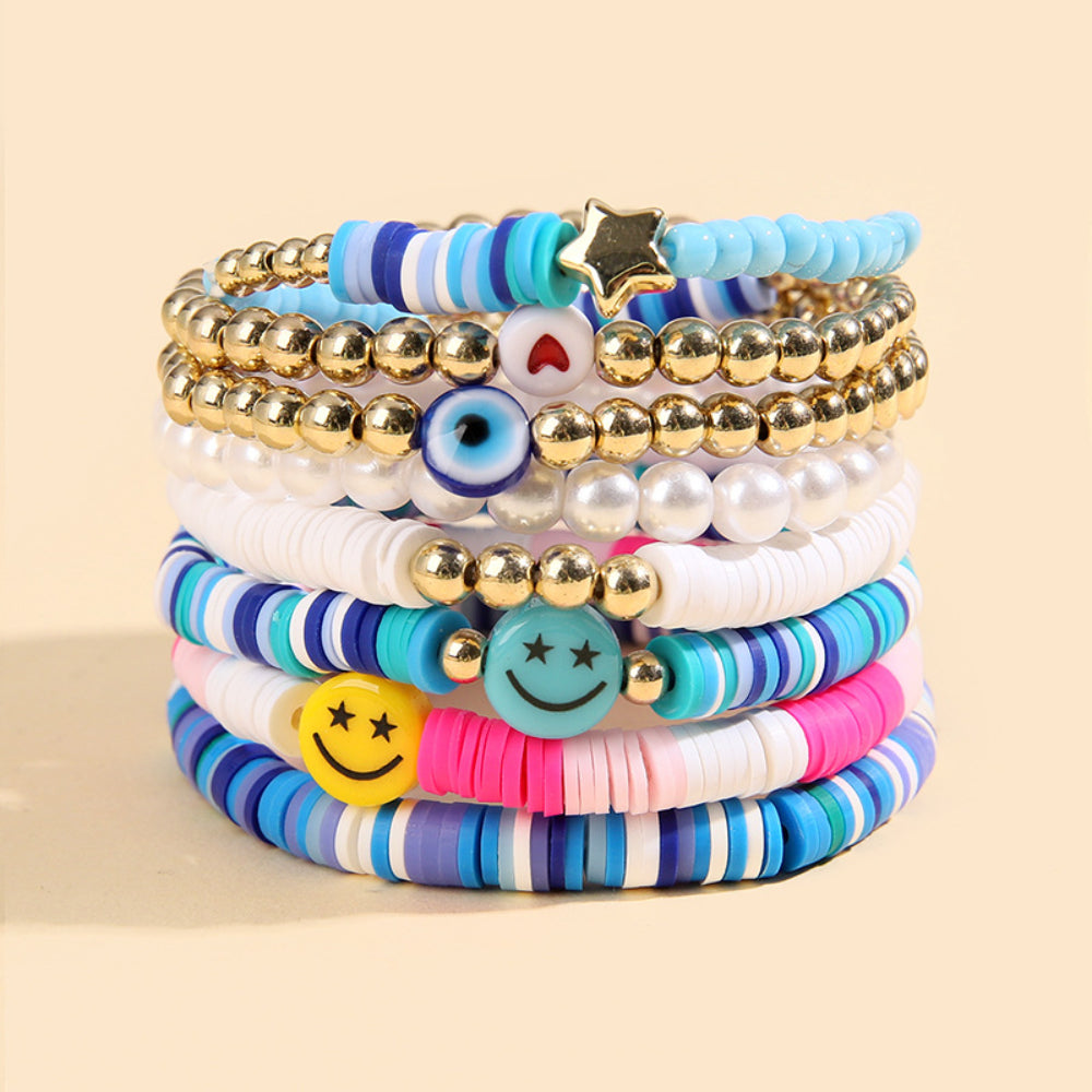 Preppy Bracelets Set Soft Clay Bohemian Layering Bracelets Jewelry for Her