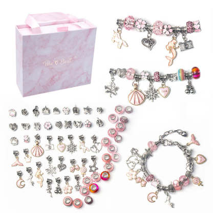 DIY Bracelet Making Kit with Beads Colorful Bracelets Set with Gift Box Gift for Girls