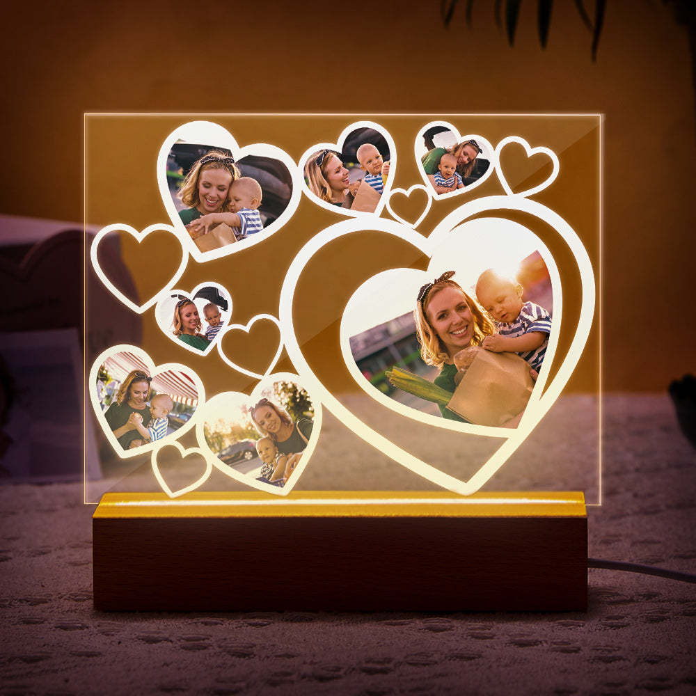 Love Heart Custom Photo Black Lamp Multiphotos Night Light