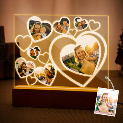 Love Heart Custom Photo Black Lamp Multiphotos Night Light