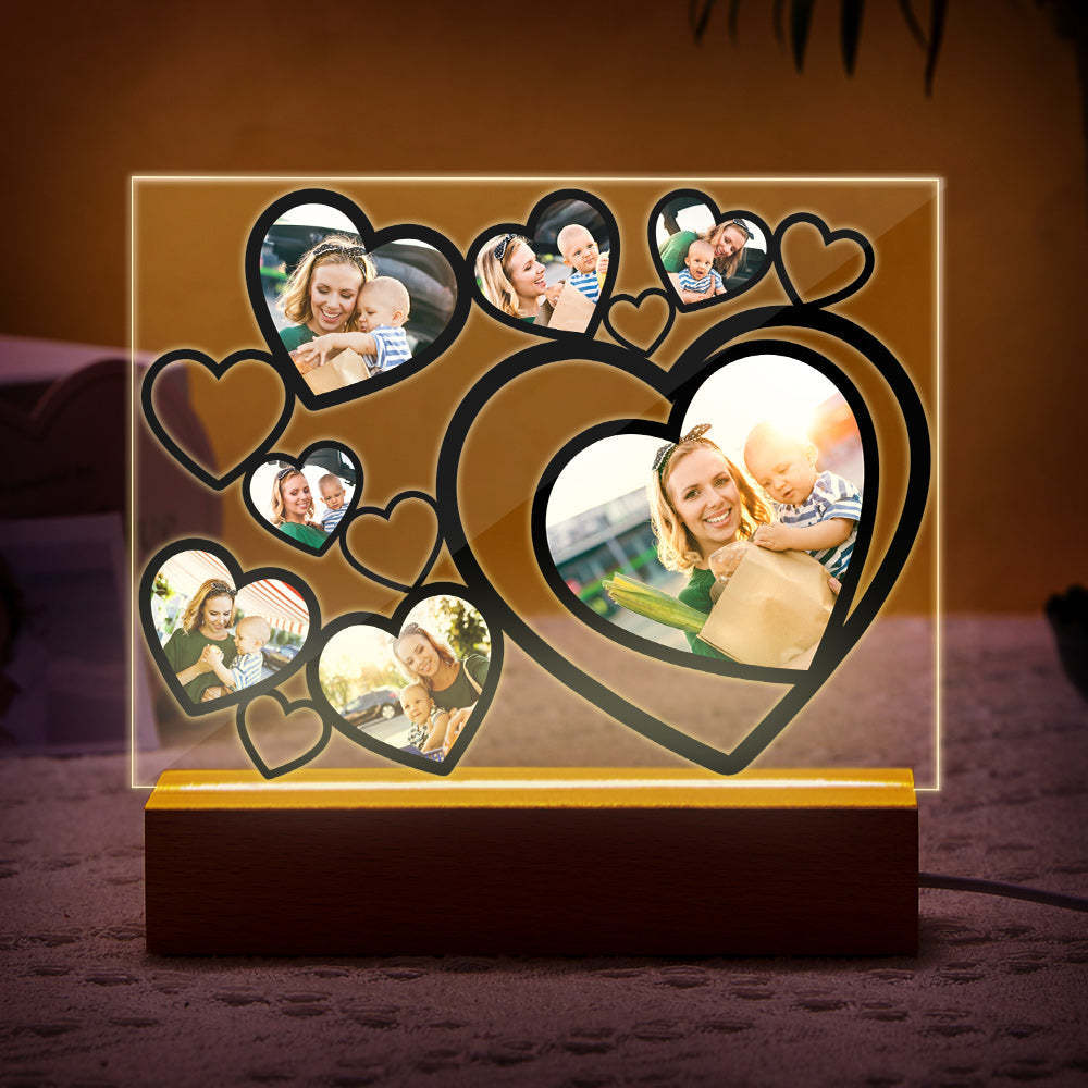 Love Heart Custom Photo Black Lamp Multiphotos Night Light