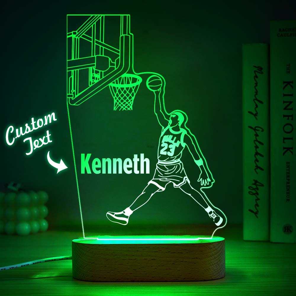 Custom Name Night Light Acrylic Personalized Lamp BASKETBALL Desk Lamp Gift for Boys or Adult