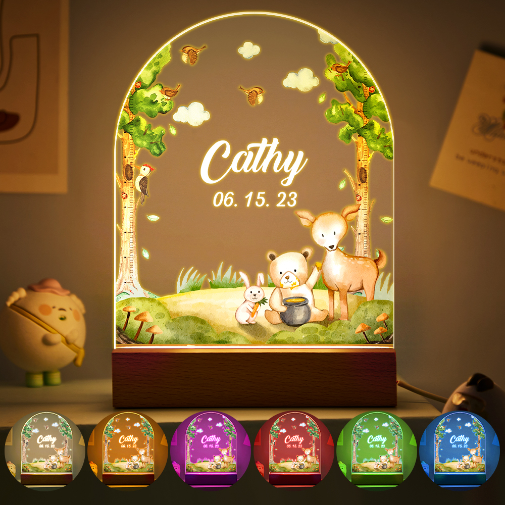 Custom Name Christmas Tree Personalized Santa Elk Night Light Bedroom Christmas Gift 3D Room Decor Night Light Desk Lamp Night Light Gift