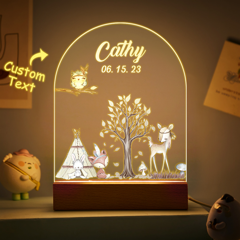 Custom Name Christmas Tree Personalized Santa Elk Night Light Bedroom Christmas Gift 3D Room Decor Night Light Desk Lamp Night Light Gift