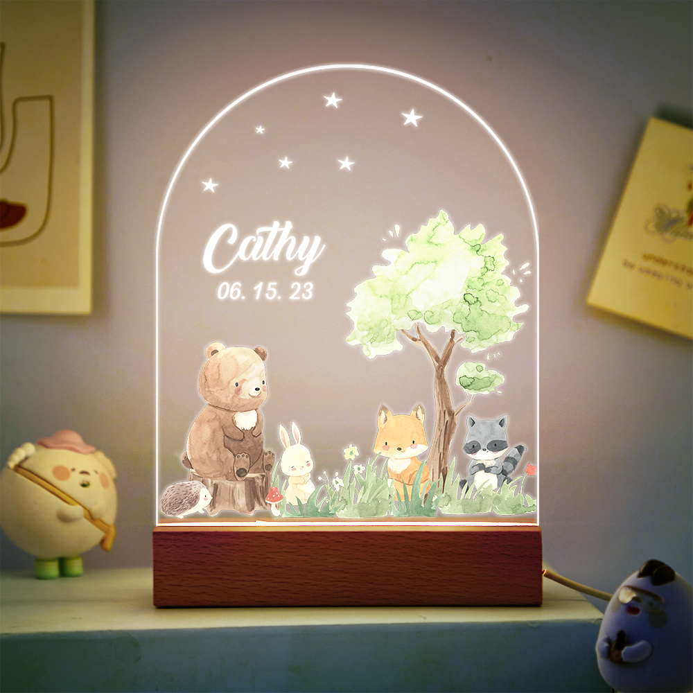 Custom Name Christmas Tree Personalized Santa Elk Night Light Bedroom Christmas Gift 3D Room Decor Night Light Desk Lamp Night Light Gift