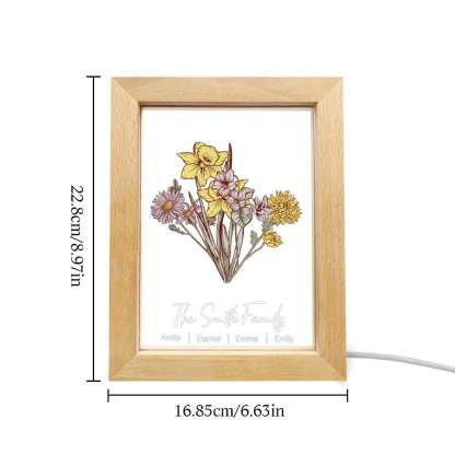 Personalized Birth Flower Bouquet Names LED Light Gift for Mom