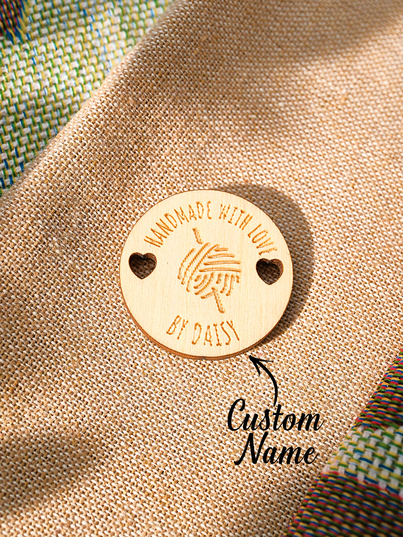 Personalized Handmade with Love Wooden Buttons Set of 15 Clothing Labels Gift for Mother Grandma Knitting Crocheting Lovers