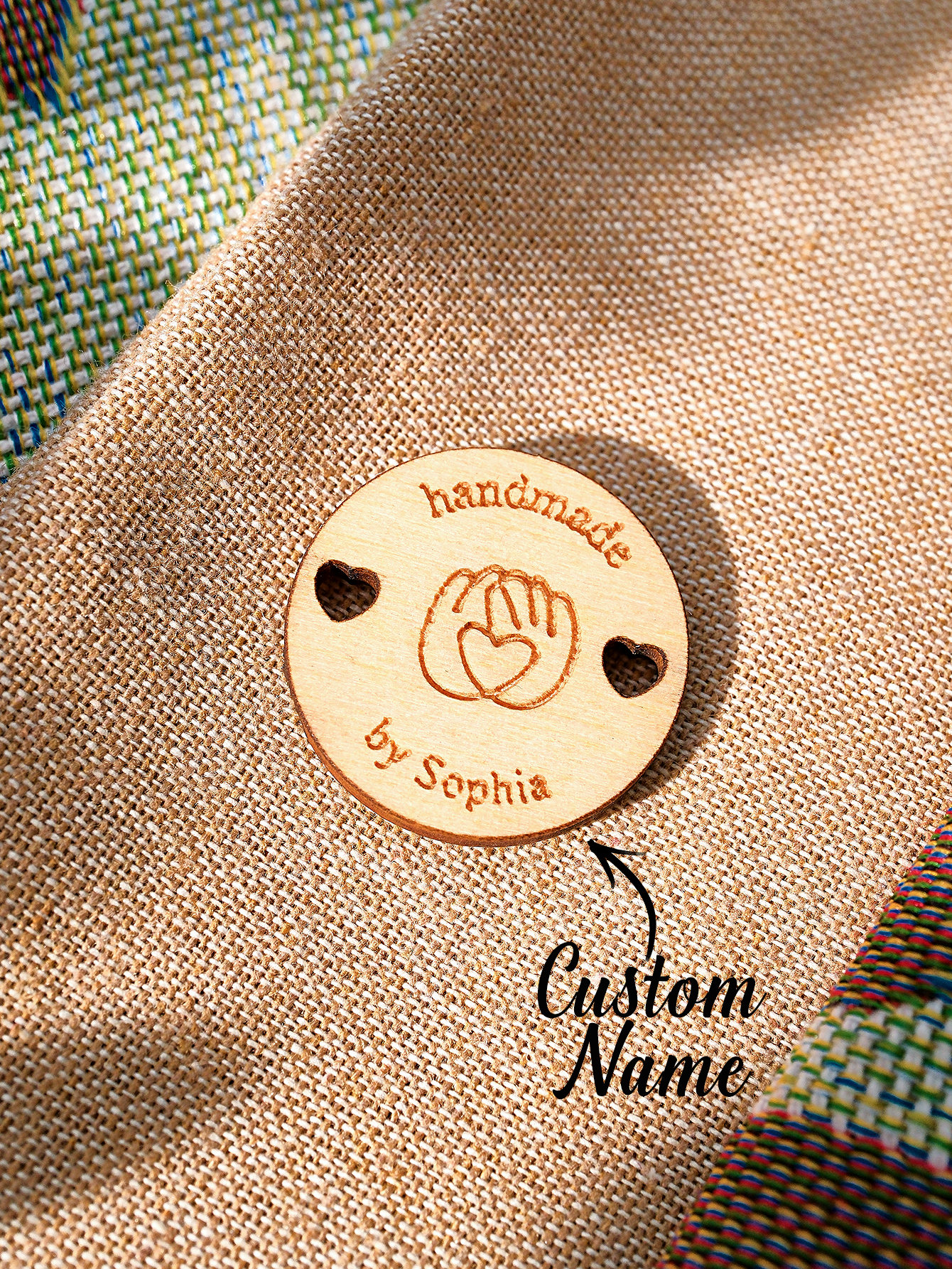 Personalized Handmade with Love Wooden Buttons Set of 15 Clothing Labels Gift for Mother Grandma Knitting Crocheting Lovers