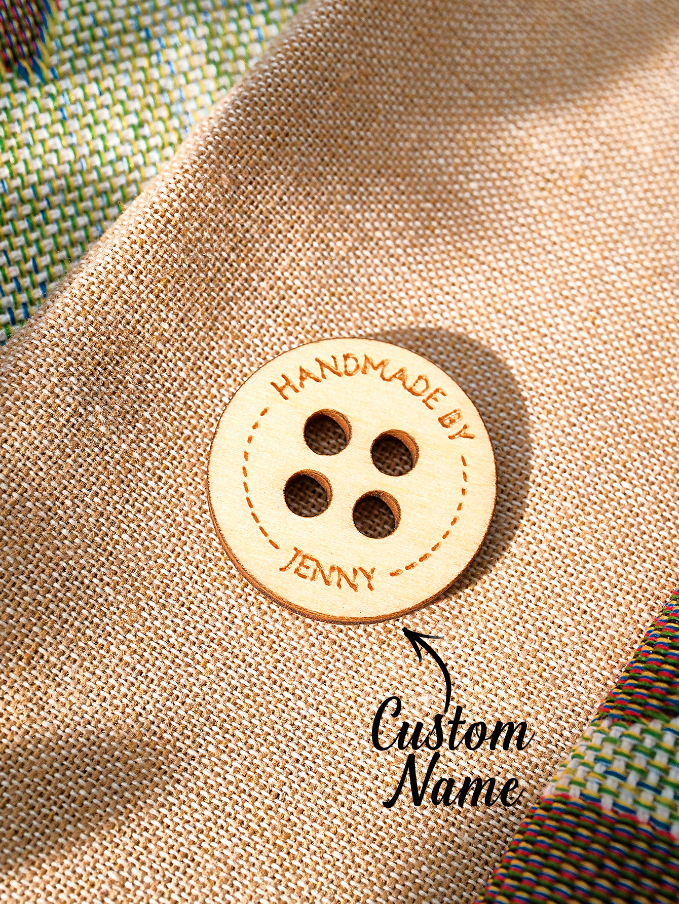 Personalized Handmade with Love Wooden Buttons Set of 15 Clothing Labels Gift for Mother Grandma Knitting Crocheting Lovers