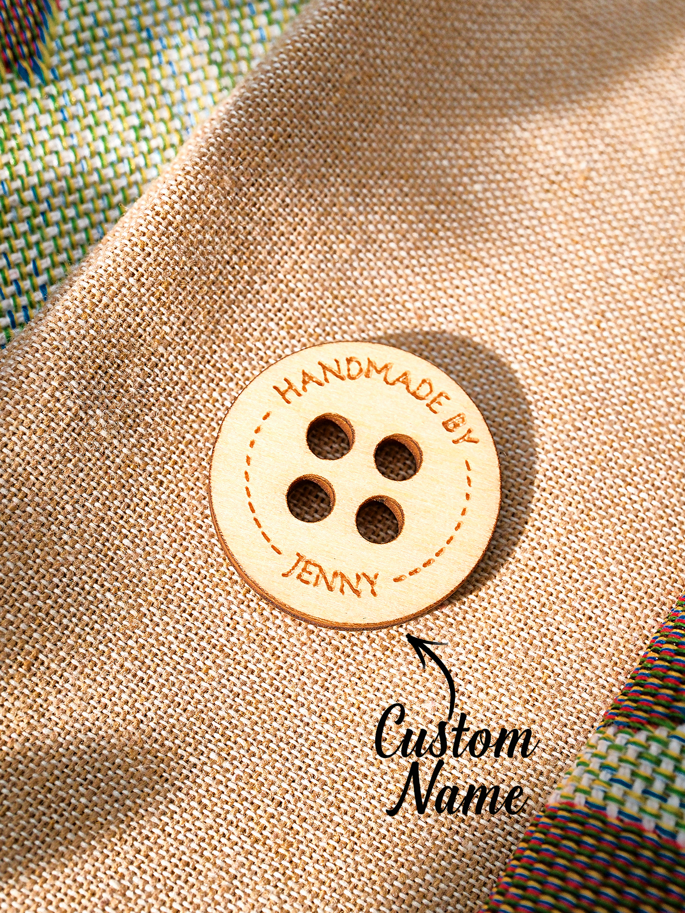 Personalized Handmade with Love Wooden Buttons Set of 15 Clothing Labels Gift for Mother Grandma Knitting Crocheting Lovers