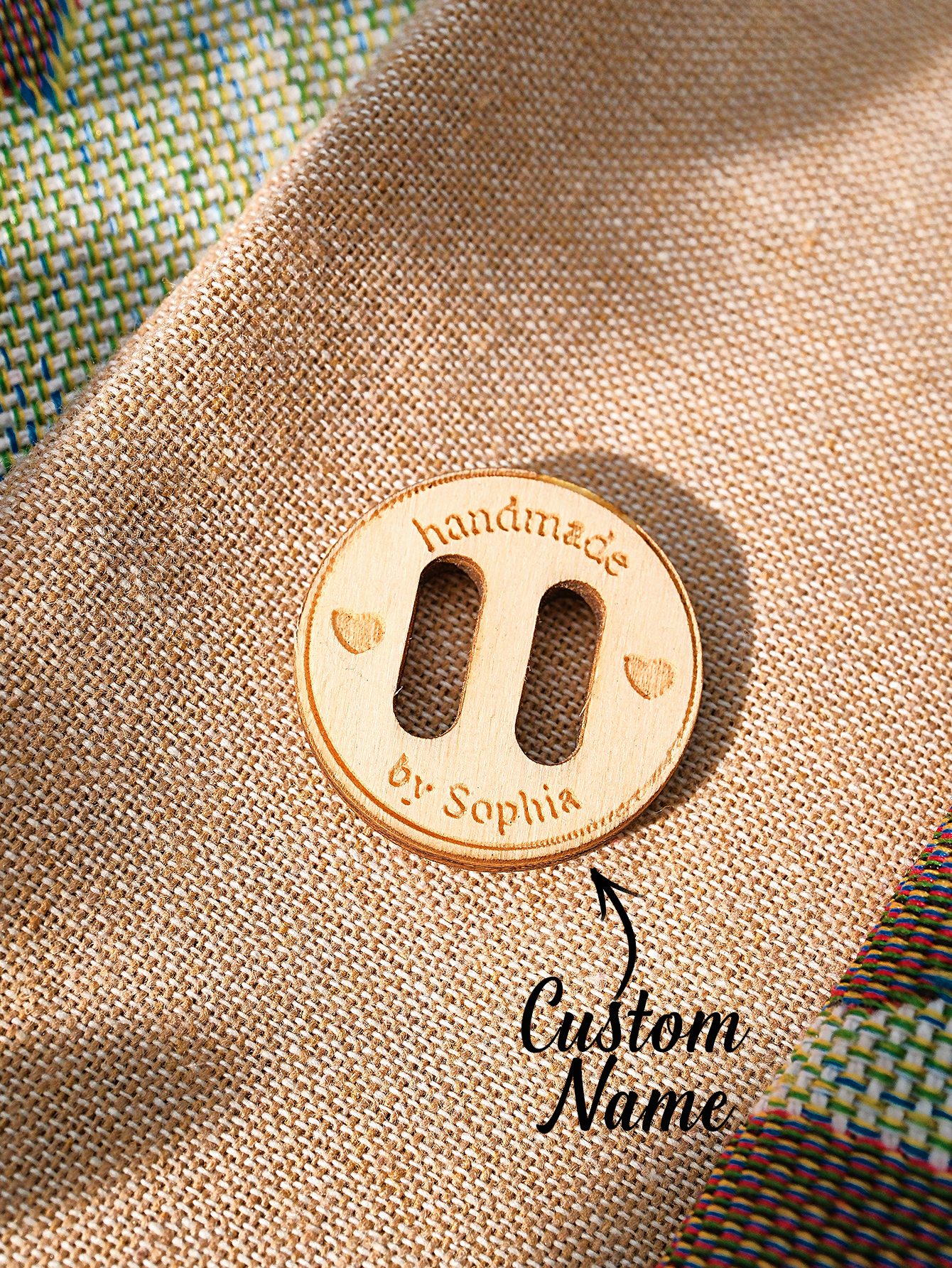 Personalized Handmade with Love Wooden Buttons Set of 15 Clothing Labels Gift for Mother Grandma Knitting Crocheting Lovers
