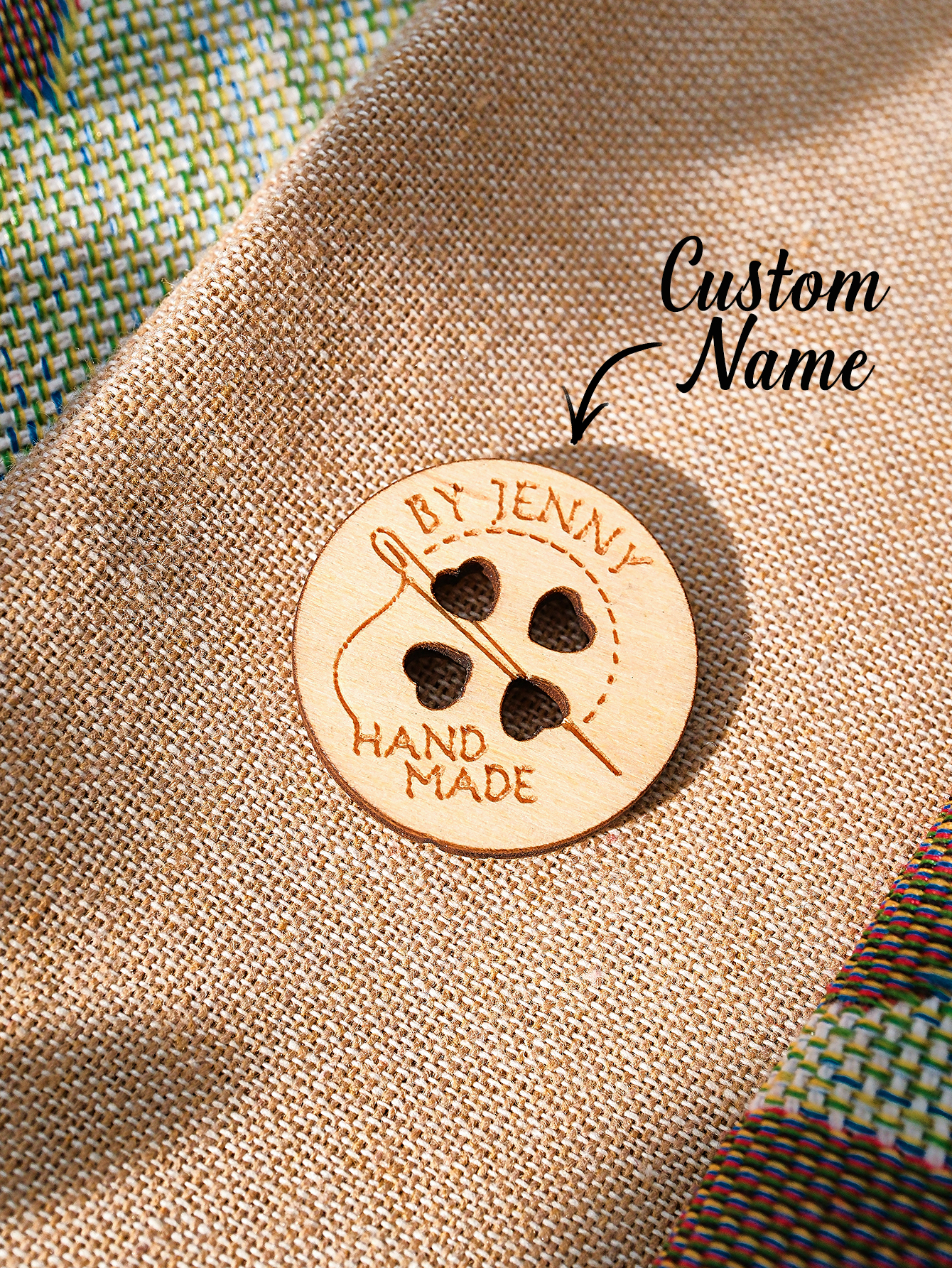 Personalized Handmade with Love Wooden Buttons Set of 15 Clothing Labels Gift for Mother Grandma Knitting Crocheting Lovers