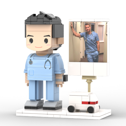 Full Body Customized 1 Person Brick Figures with Photo Doctor Theme Gift Birthday Gift Valentines Gift Father's Day Gift