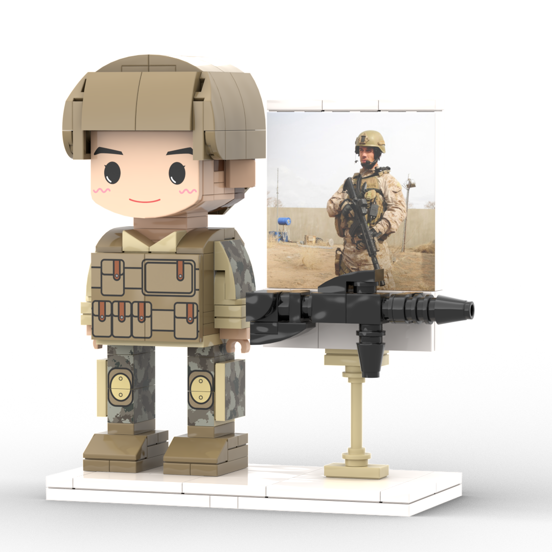 Full Body Customized 1 Person Brick Figures with Photo Soldier Theme Gift Birthday Gift Valentines Gift Father's Day Gift