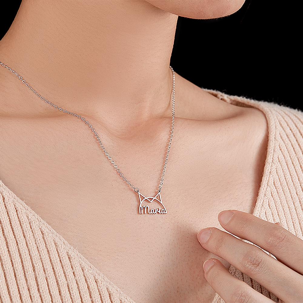 Personalized Pet Name Necklace for Women Pet Lover Memorial Pendant Necklace Cat Animal Pendant Jewelry Gift