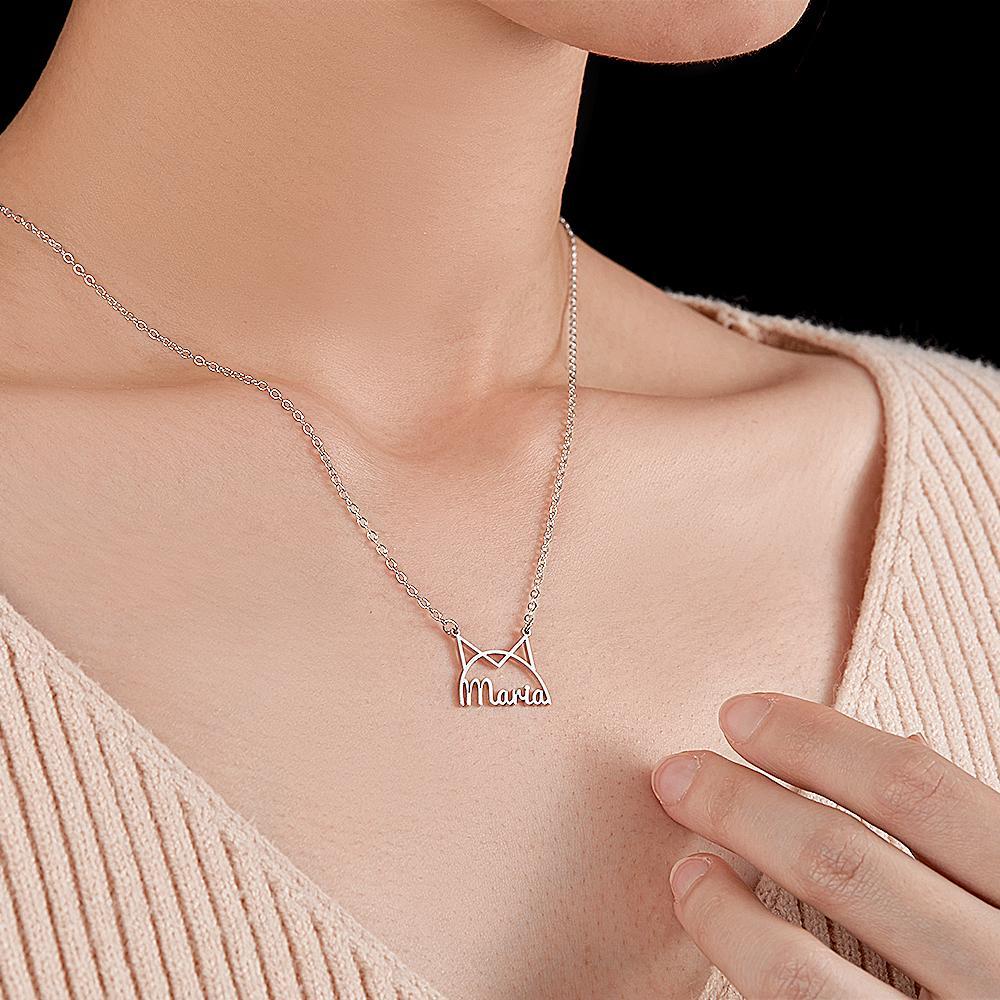 Personalized Pet Name Necklace for Women Pet Lover Memorial Pendant Necklace Cat Animal Pendant Jewelry Gift