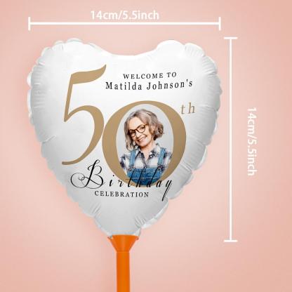 Custom 50th Birthday Balloons with Photo for Birthday Party Decoration