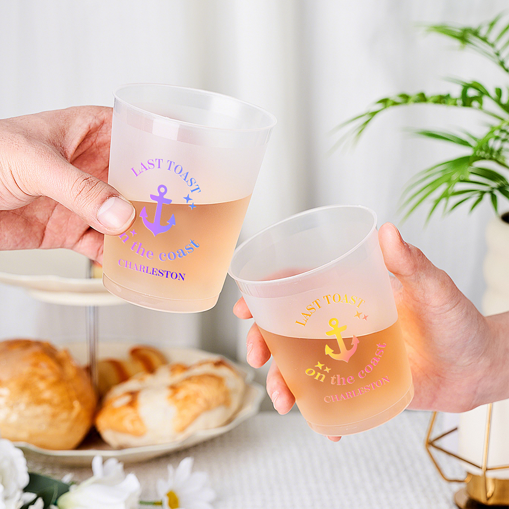 Personalized Last Toast On The Coast Plastic Disposable Cups Wedding Bachelorette Party Gift for Bridesmaid