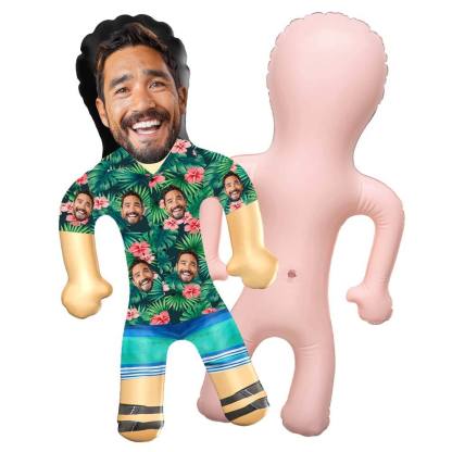 Personalized Blow Up Dolls Hawaiian Shirt Red Flowers Funny Inflatable Man Printed Face for Party Favors