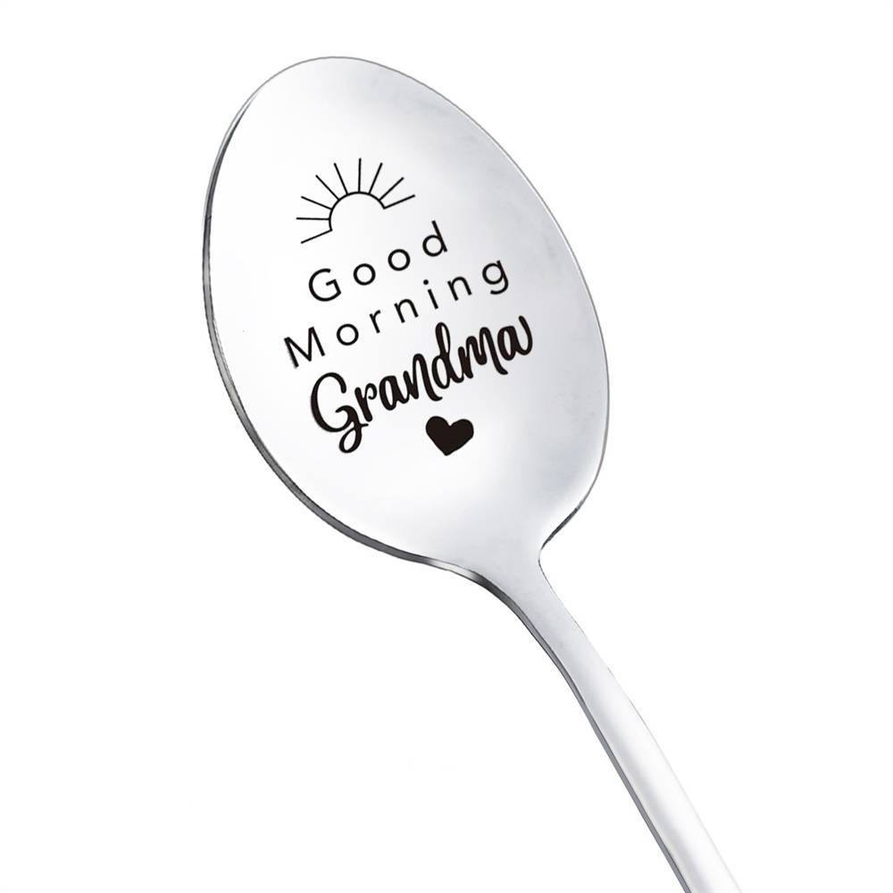 Good Morning Coffee Spoon Stainless Steel Spoon Gift for Nana Papa Mom