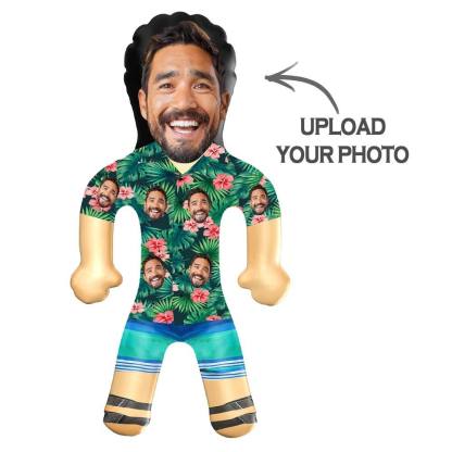Personalized Blow Up Dolls Hawaiian Shirt Red Flowers Funny Inflatable Man Printed Face for Party Favors